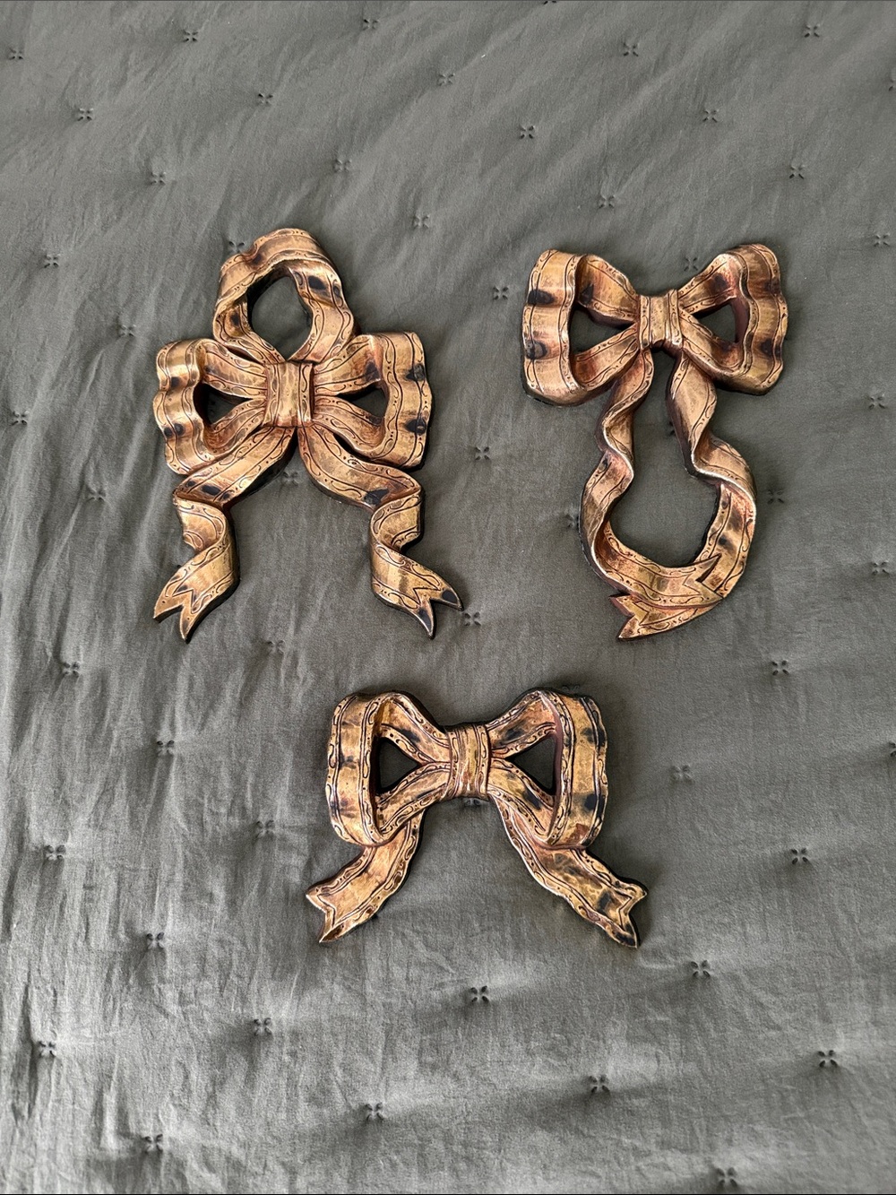 Vintage Syroco Bow Wall Decor Set of 3 Cottagecore Girl’s room Nursery Decor
